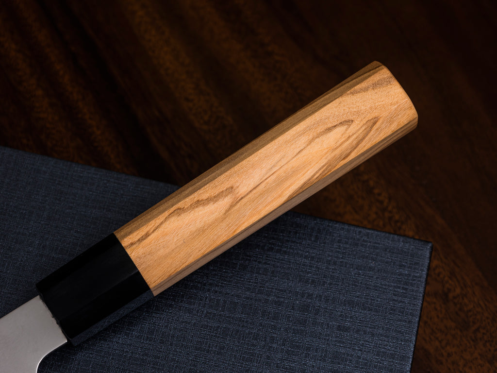 VALKNIFE 8.3" Tungsten Alloy Powder Steel Kiritsuke Chef's Knife — Mirror Polished Blade, Octagonal Olive Wood Handle, 64-66 HRC