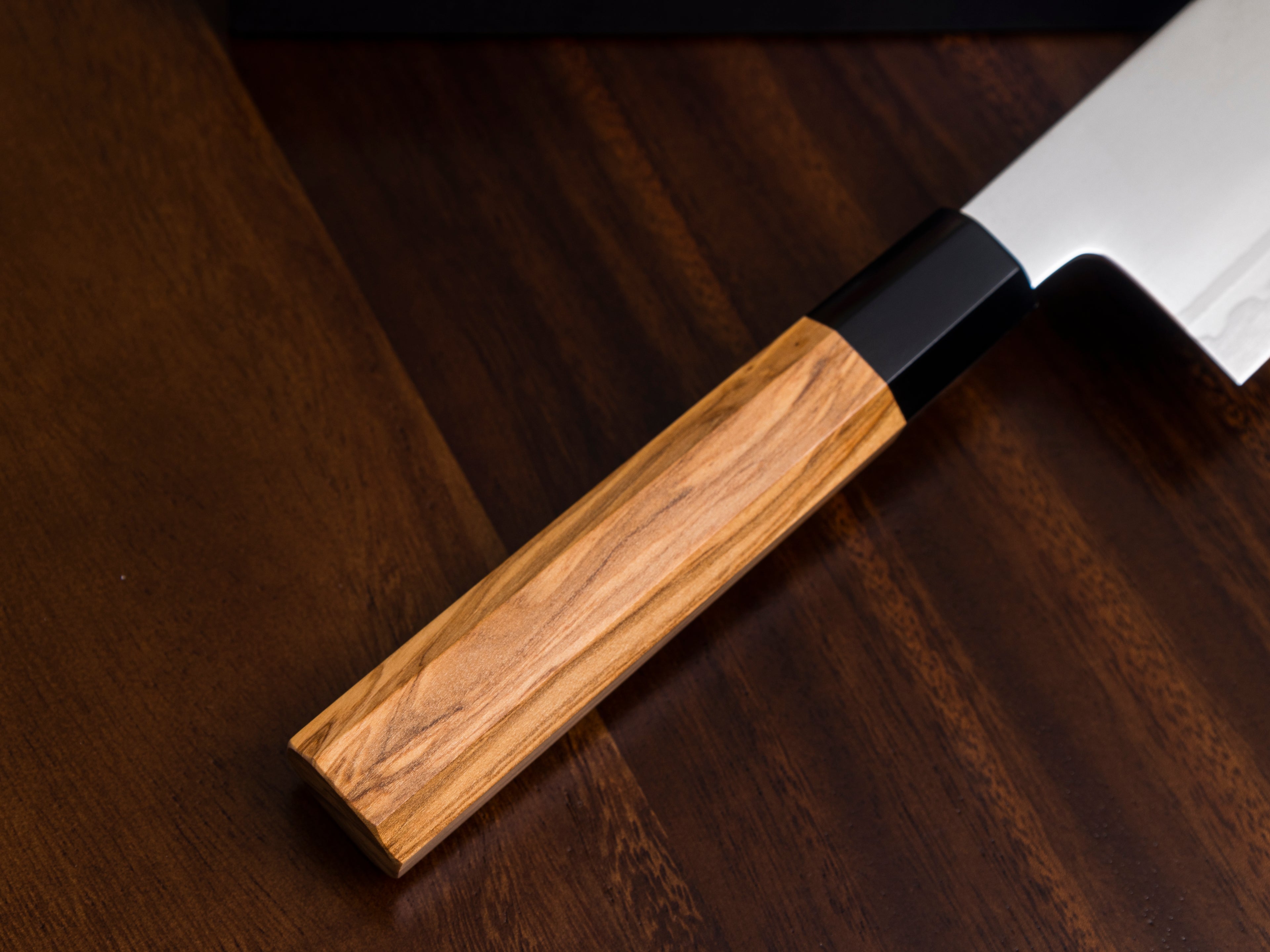 VALKNIFE 7.3" Tungsten Alloy Powder Steel Nakiri Vegetable Knife — Mirror Polished Blade, Octagonal Olive Wood Handle, 64-66 HRC